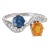 Natural Sapphire Diamond Bypass Ring Vintage 18 Karat White Gold size 8.25 For Sale