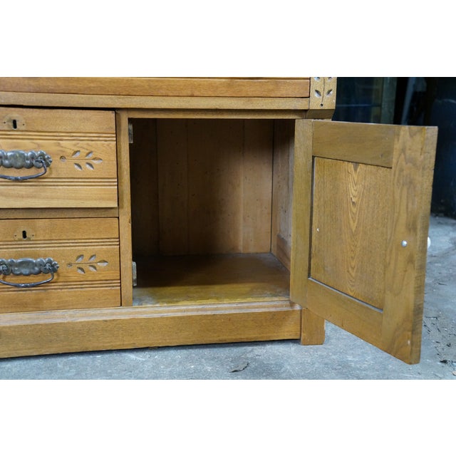 Antique Victorian Era Carved Oak Washstand Cabinet Bedside Chest Console Table For Sale - Image 11 of 12