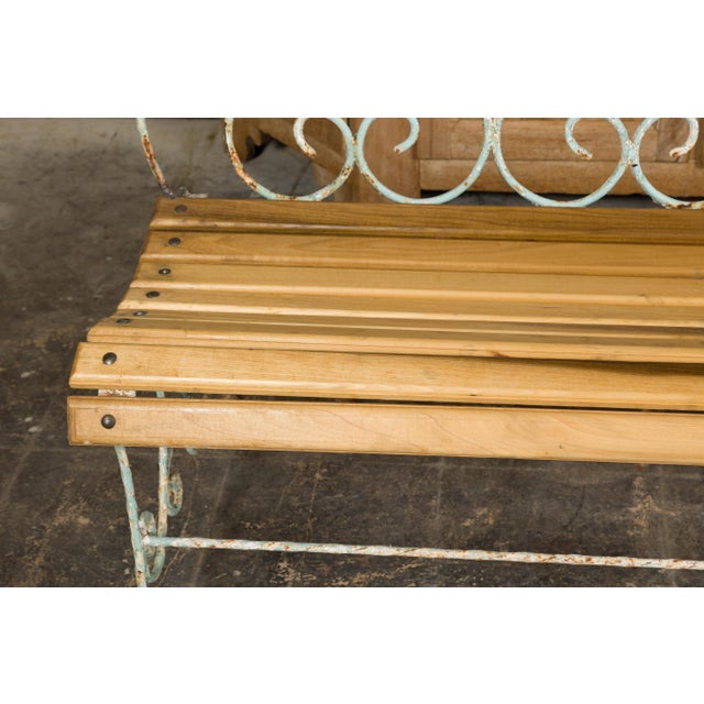 1920s French Rustic Iron Garden Bench with Scrolling Motifs and Slatted Seat For Sale - Image 11 of 12