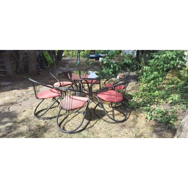 1970s Six-Piece Rima Wire Dining Set with Smoked Glass Table by Gastone Rinaldi, 1970s, Set of 7 For Sale - Image 5 of 6