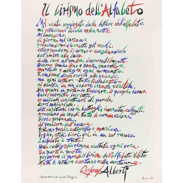 Rafael Alberti, The Lyricism of Alphabet, 1972, Lithograph For Sale