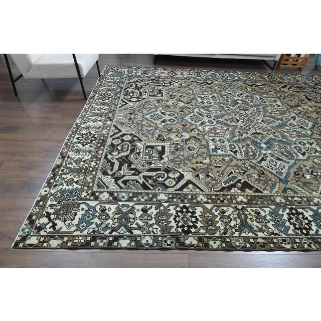 1970s Vintage Persian Handmade Wool Cotton Brown Area Rug For Sale - Image 11 of 11