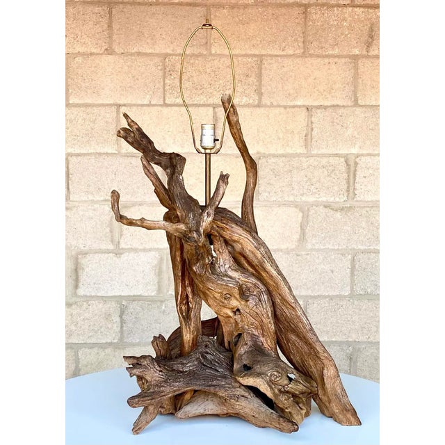 An incredible vintage driftwood lamp that is truly monumental in both scale and presence. Masterfully composed of...