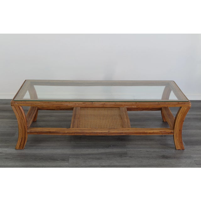 Vintage Pencil Reed Two Tiered Coffee Table For Sale - Image 11 of 11