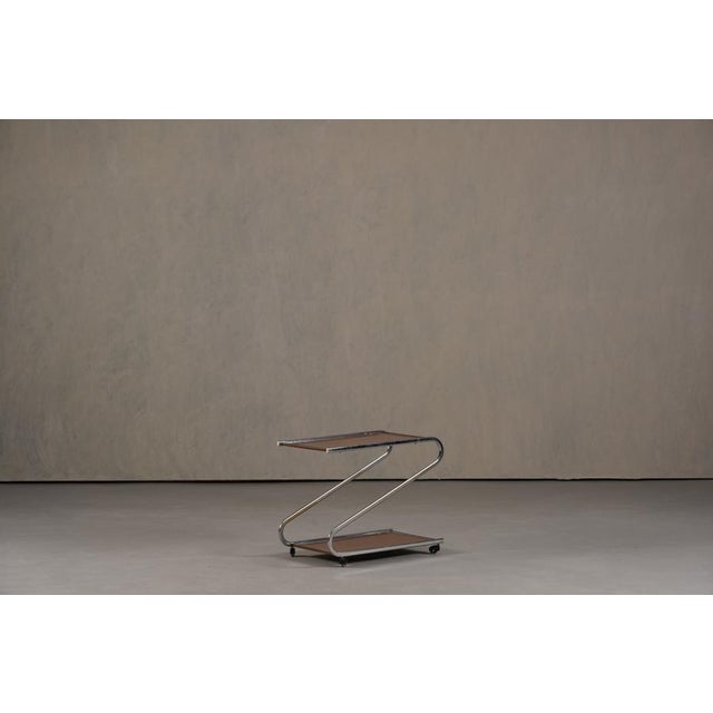 Vintage Aluminium and Plywood Bar Cart, Germany, 1980s For Sale - Image 3 of 9