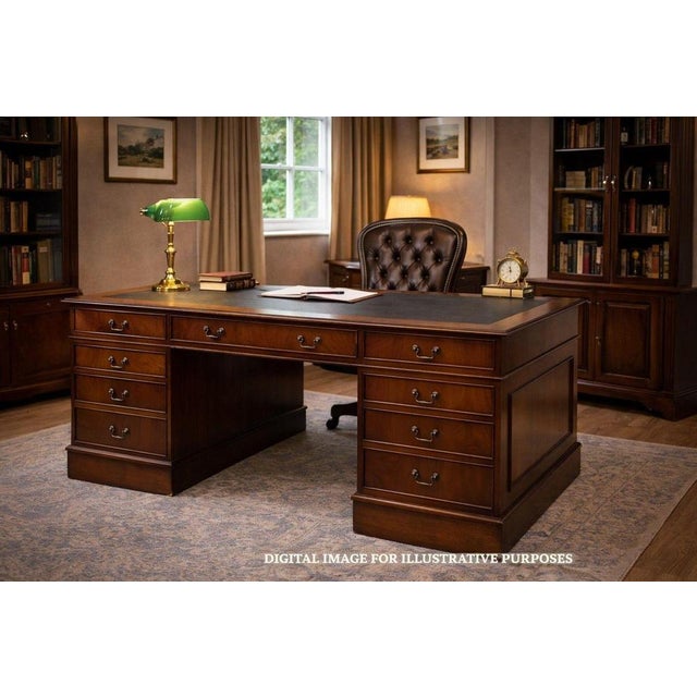 Mahogany Partners Desk, 1980s For Sale - Image 13 of 14