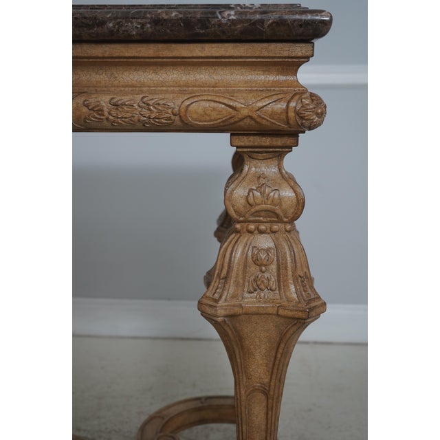 1970s Vintage Italian Louis XVI Style Carved Marble Top Table For Sale - Image 5 of 15