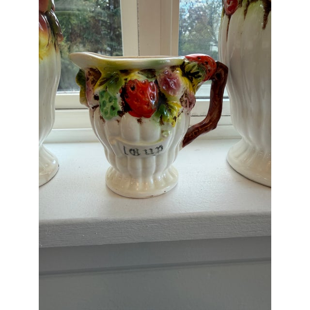 Ruby Red 1970s Vintage Japanese Hand-Painted Ceramic Strawberry Canister & Measuring Set - 8 Pieces For Sale - Image 8 of 11