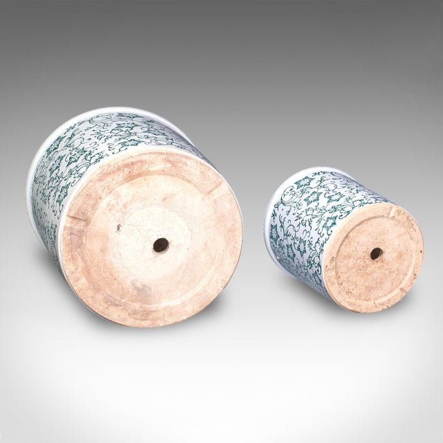 Green Set of 3 Vintage Tree Planters, Portuguese, Ceramic, Veranda, Garden, Bush Pots For Sale - Image 8 of 9