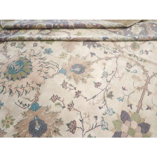 Ivory Galerie Shabab Collection Mid-20th Century Turkish Oushak Large Square Carpet For Sale - Image 8 of 8