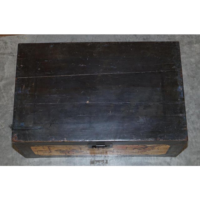 Vintage Hand-Painted Trunk or Chest with Immortals and Buildings Decor For Sale - Image 6 of 17