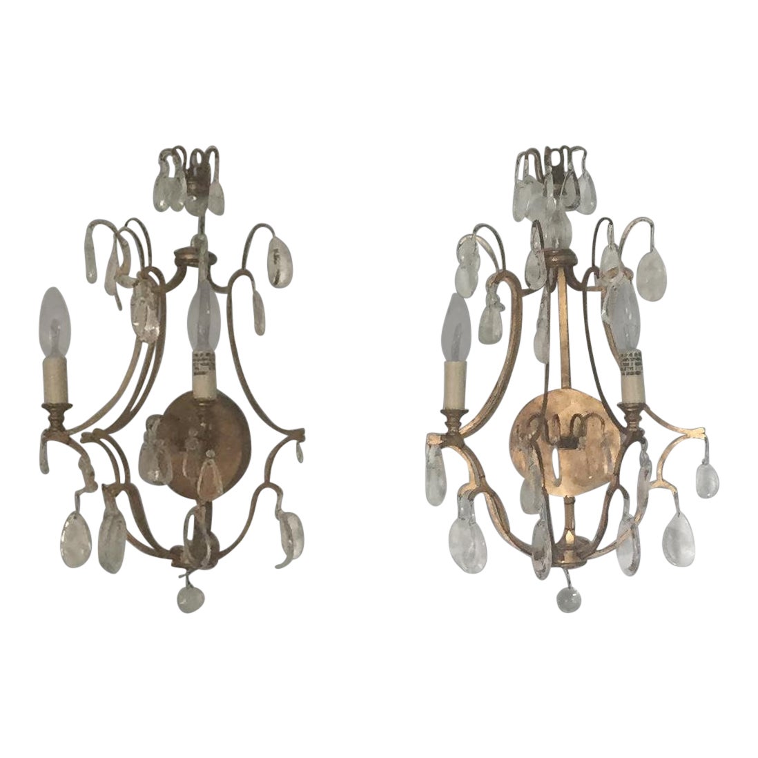 Visual Comfort Gilded Iron Sconces With Crystals A Pair Chairish