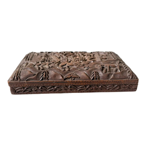 Antique Hard Carved Wooden Trinket Box