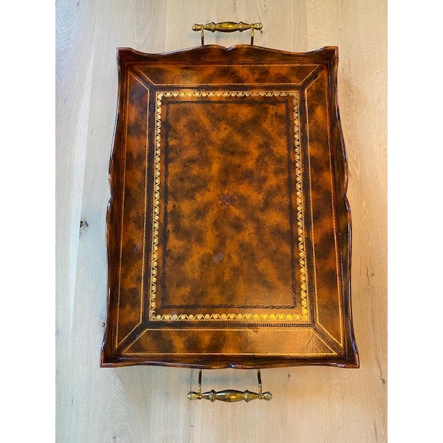 Maitland Smith Leather Top Tray Table Chairish