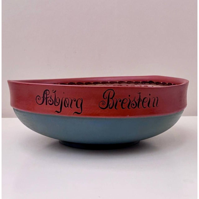 Folk Art Large Vintage Norwegian Hand-Painted Wooden Folk Art Bowl, Dated 1983 For Sale - Image 3 of 10