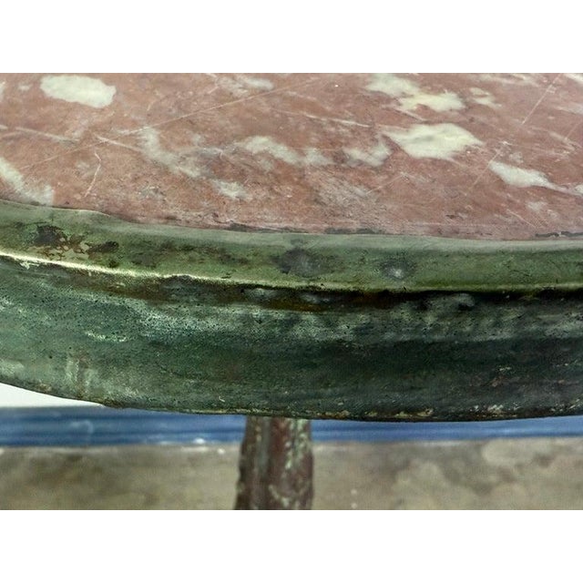 Antique French Bistro Table With Rosso Verona Marble Top For Sale In Los Angeles - Image 6 of 9