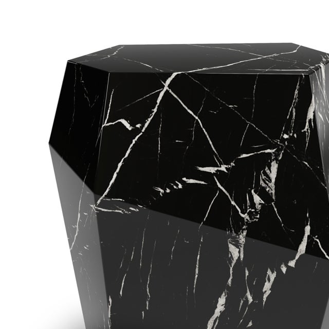 Three Rocks High Side Table in Nero Marquina Marble from Insidherland, in New conditions. Designed from 2000 Labeled by Maker
