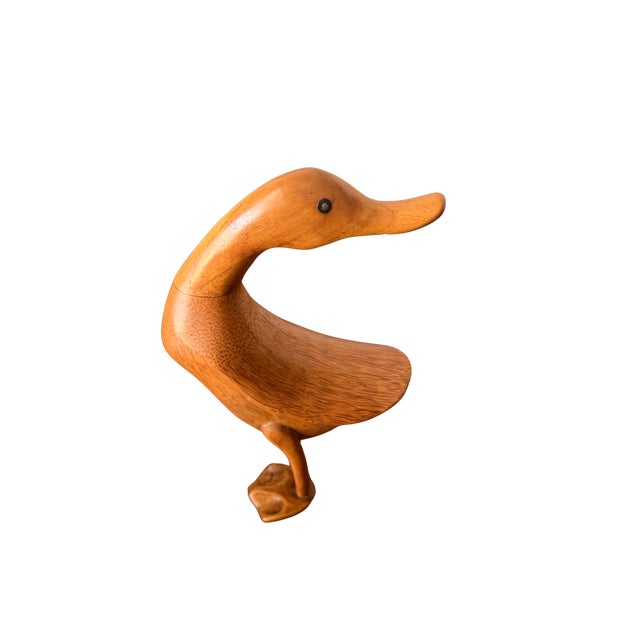 Mid 20th Century Duck Hand-Carved Natural Wooden Duck Sculpture – Organic Modern Folk Art Figurine, Sustainable Bamboo Root Decor For Sale - Image 14 of 17