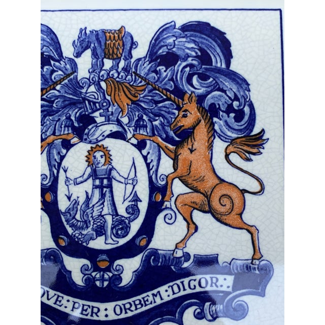 Delft Dutch Delft Heraldic Tile in Blue and White For Sale - Image 4 of 7