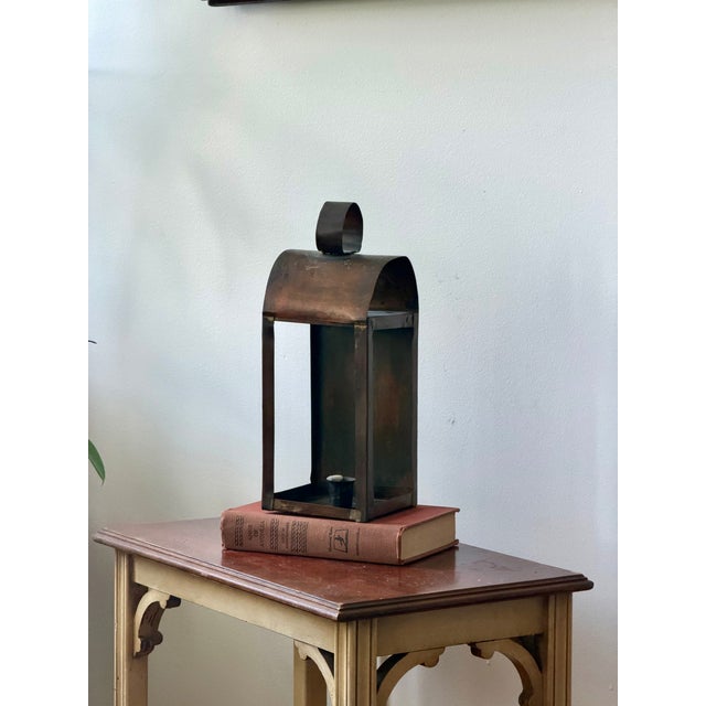 Antique Copper + Tin Lantern Candle Holder For Sale - Image 10 of 10