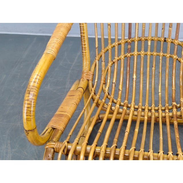 Mid-Century Italian Rattan Lounge Armchair, 1960s For Sale - Image 10 of 15