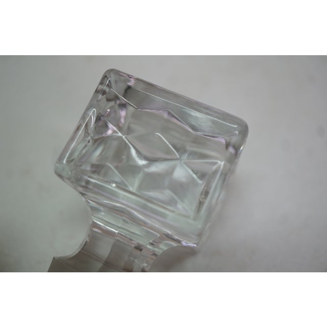Vintage Fostoria Glass Geometric Square Liquor Bar Bottle Decanter For Sale - Image 15 of 15