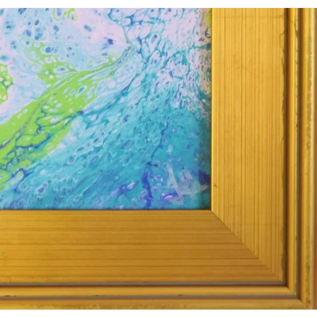 Contemporary Modern Abstract Painting W/ Antiqued Gold Wood Frame