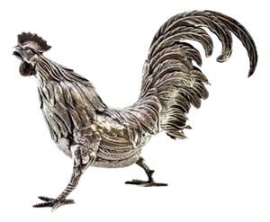 Silver Rooster with Reliefs and Applications