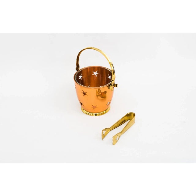 1950s Ice Bucket with Ice Tongs in Copper and Brass and Internal Glass Cup, 1950s For Sale - Image 5 of 11