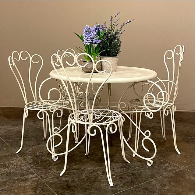 Metal Mid-Century French Wrought Iron 6-Piece Garden Salon Set For Sale - Image 7 of 18