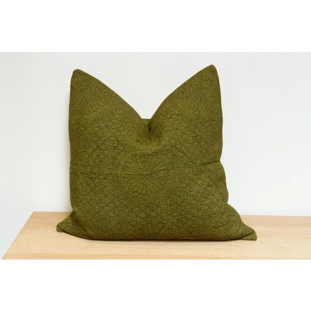 1990s Seaweed Green Hand-Stitched Pillow Cover For Sale - Image 5 of 7