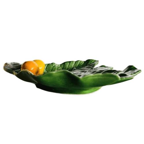 Late 20th Century Mid-Century Majolica Leaf Bowl with Medlars from Secla, Portugal, 1970s For Sale - Image 5 of 9