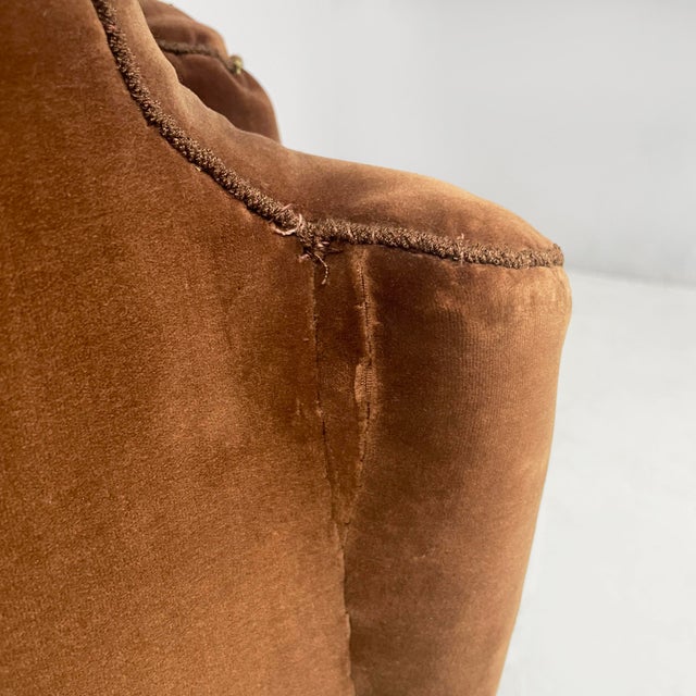 Italian Art Deco Two-Seater Sofa in Brown Velvet, 1930s For Sale - Image 9 of 18