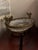 Vintage Belgian-Style Cut Crystal Centerpiece Bowl With Ornate Brass Bird Mount – Attributed to Val Saint Lambert, C. 1930–1950 For Sale - Image 4 of 6