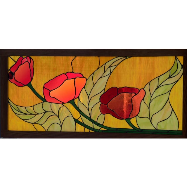 Circa 1978 Gene LeLonde Floral Stained Glass Panel For Sale - Image 13 of 14