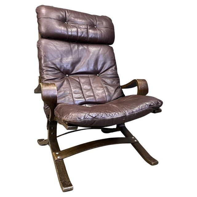 Vintage Scandinavian Leather and Bentwood Armchair by Ingmar Relling, 1970s For Sale - Image 12 of 12