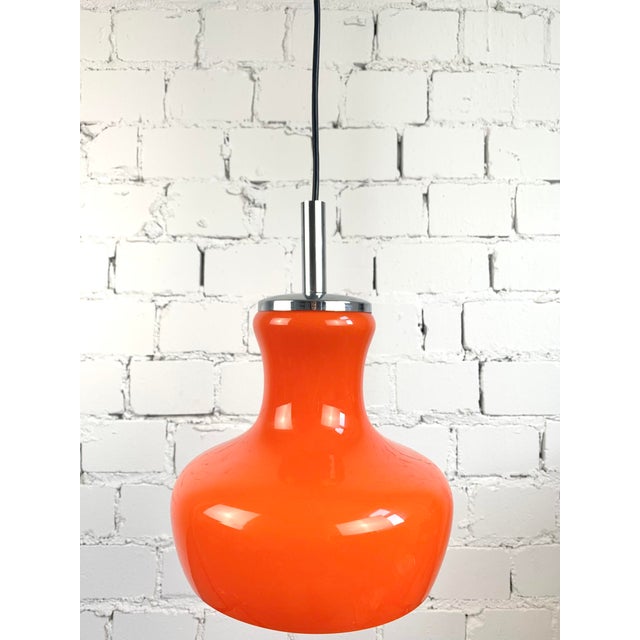 1970s Vintage Orange Glass Pendant Lamp, Germany, 1970s For Sale - Image 5 of 17