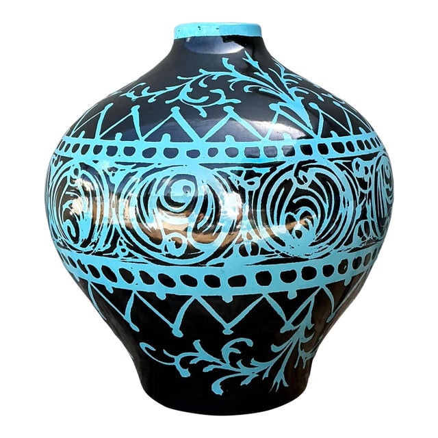 Vintage Italian Glazed Ceramic Urn For Sale