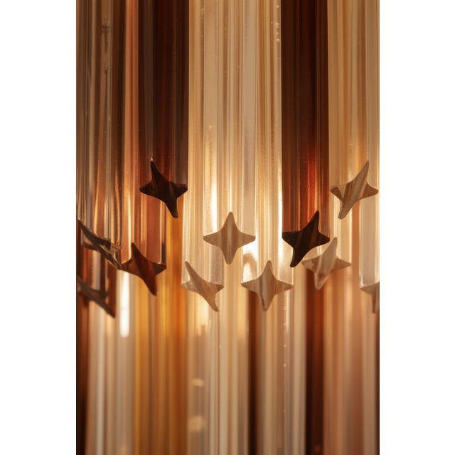 Mid-Century Modern Huge Quadriedri Murano Glass Chandelier | 184 Natural Shades. Quadriedri Prism, Monumental Italian Lighting For Sale - Image 3 of 5