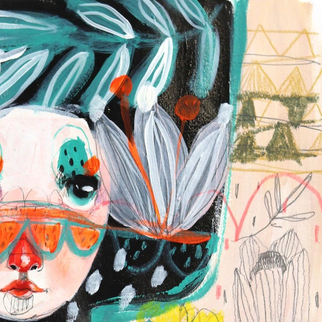 Figurative Popess of Flowers - Colorful Whimsical Figurative Feminine Original Artwork by Silvia Pavarini For Sale - Image 3 of 6