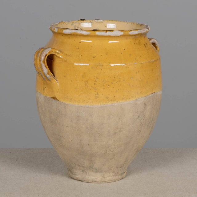 Yellow French Terracotta Vase or Pot À Confit 11.5"h For Sale - Image 8 of 11