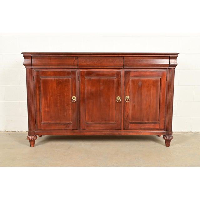 Ethan Allen British Colonial Carved Maple Sideboard Credenza or Bar Cabinet For Sale - Image 17 of 17