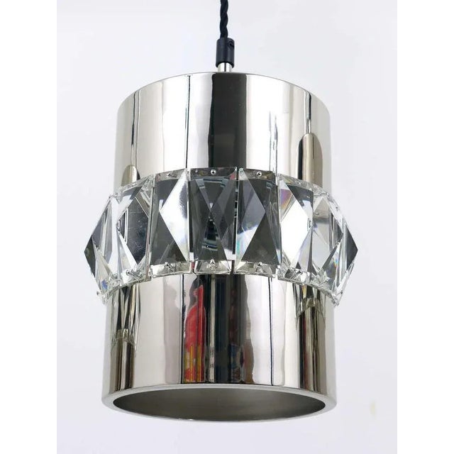 Nickel, Brass and Crystal Pendant Lamps from Bakalowits & Söhne, Austria, 1950s, Set of 3 For Sale - Image 4 of 11