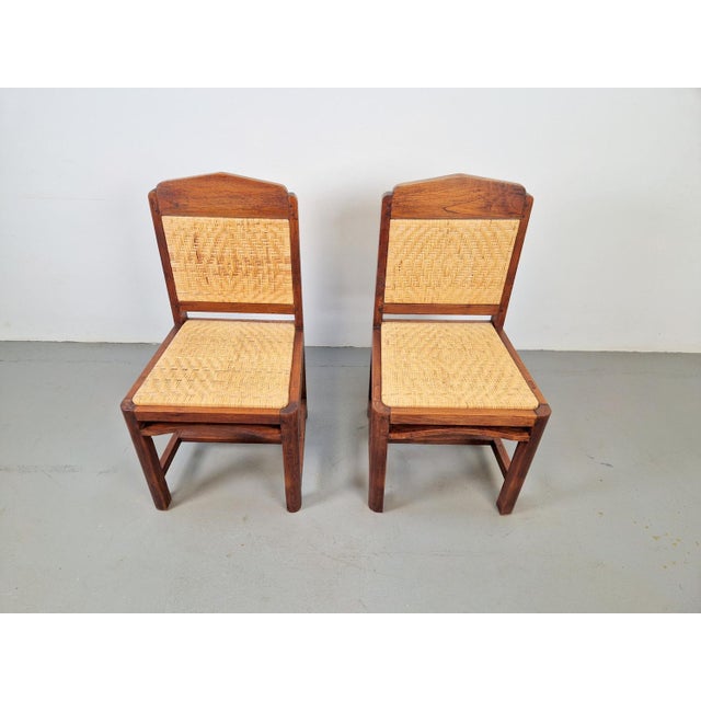 Wood Set of Art Deco Dutch Haagse School Oak Rattan Chair, 1930s For Sale - Image 7 of 15