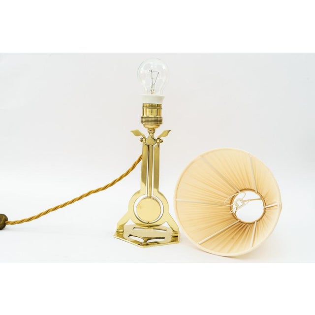 Art Deco Table Lamp Vienna with Fabric Shade, 1920s For Sale - Image 4 of 8