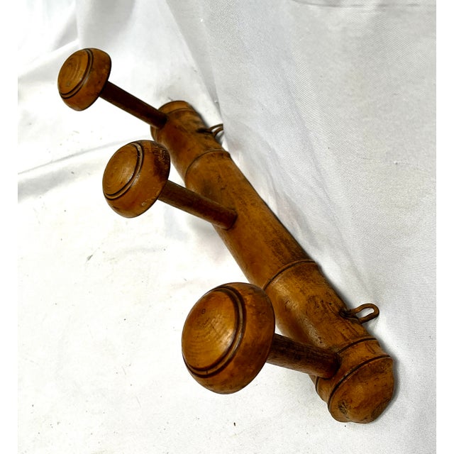 Early 1900s French Faux Bamboo Three Peg Coat/Hat Rack | Chairish