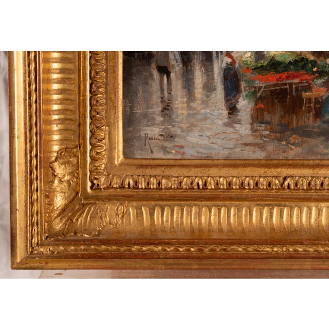 Oscar Ricciardi, Sunlit Market Street Scene, Oil on Panel For Sale - Image 9 of 15