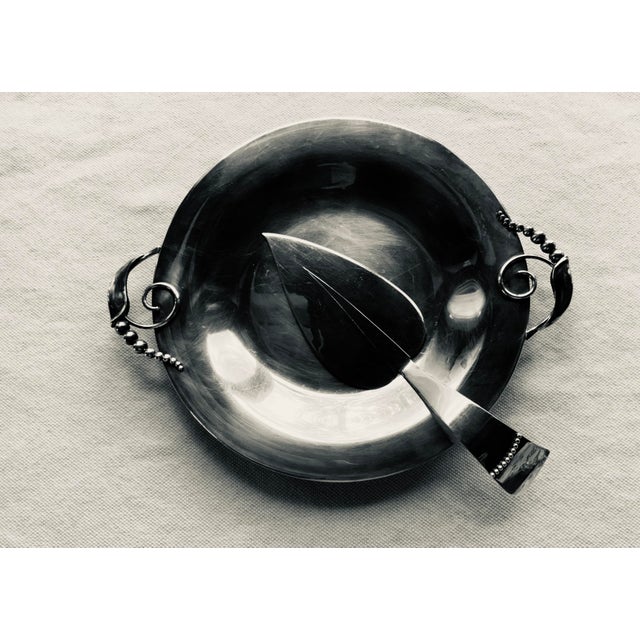 Silver Vintage Danish Modern Royal Arden Hickman for Three Crowns Silver Plate Cheese Server & Tray For Sale - Image 8 of 10