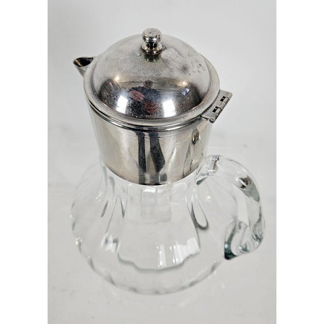 Italian Hand-Blown Glass and Silver-Plated Pitcher with Ice Insert, 1950s For Sale - Image 8 of 10