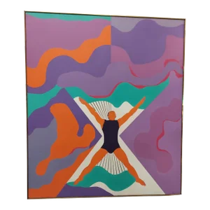 1960s "Light Ballet" Earl Loran Postmodern Large Oil Painting on Canvas